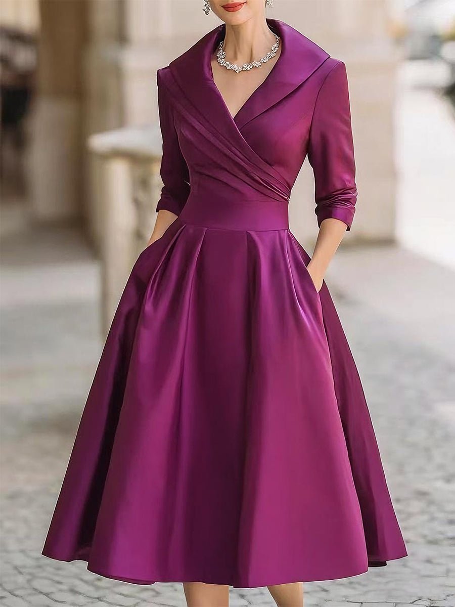 Lina – Elegant Satin Midi Dress