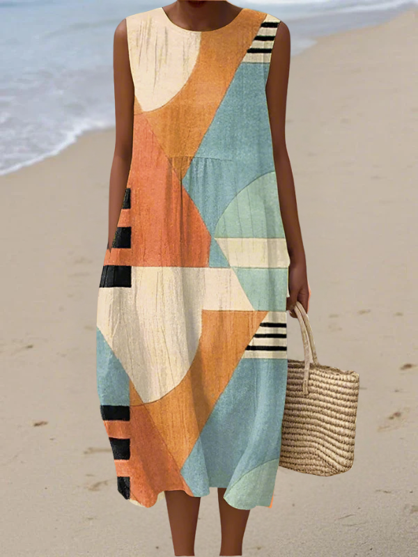 Iris | Geometric Print Midi Dress