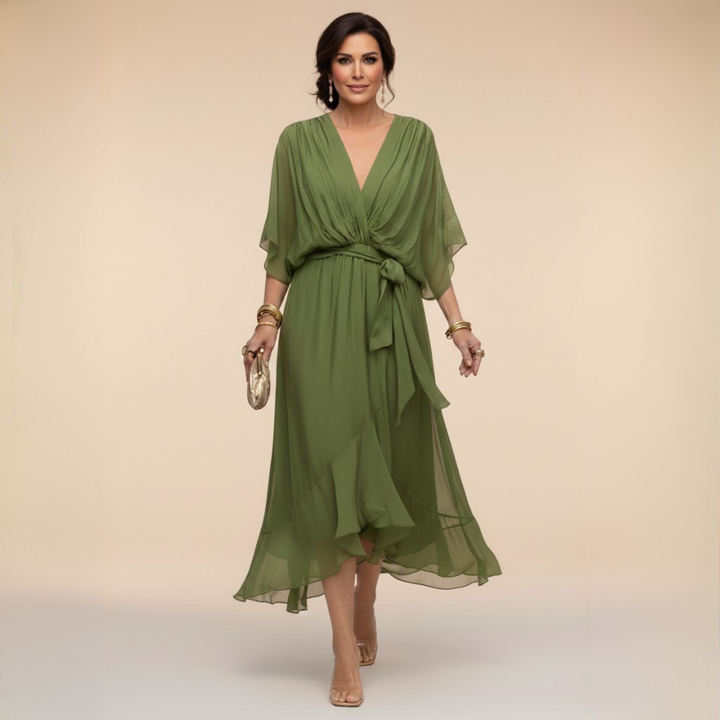 Monica | Abito in chiffon con scollo a V