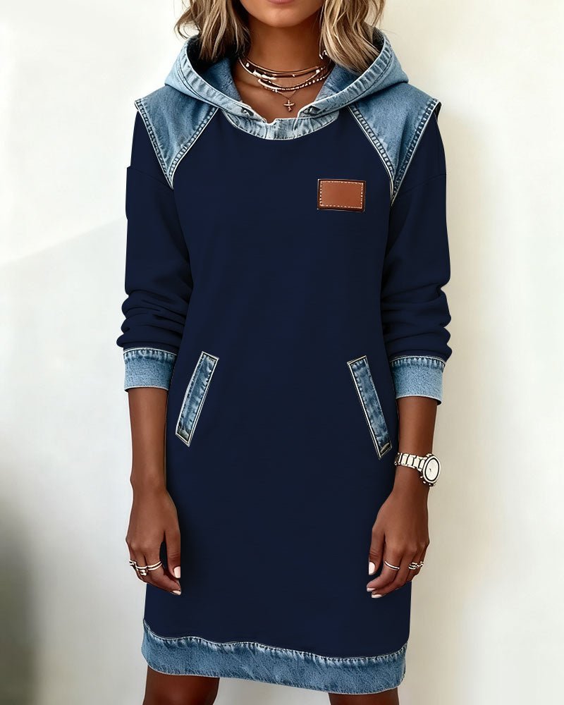 Giada | Casual Hoodie Dress with Denim Details