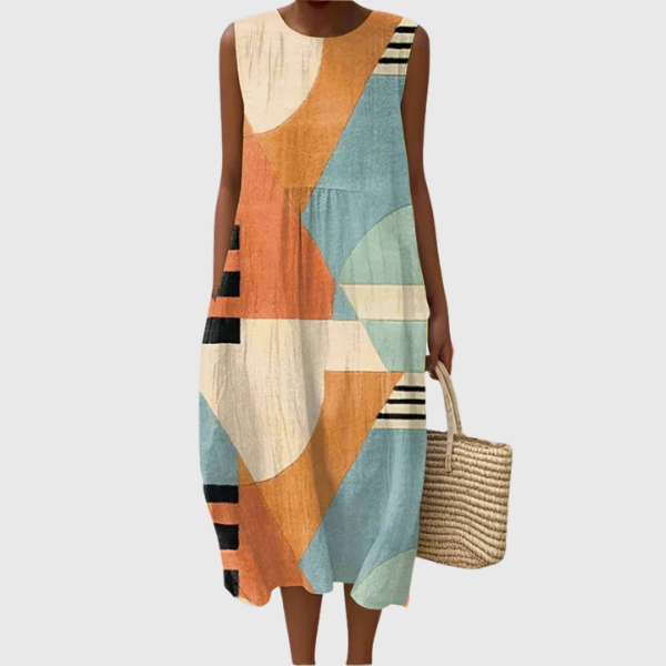 Iris | Geometric Print Midi Dress