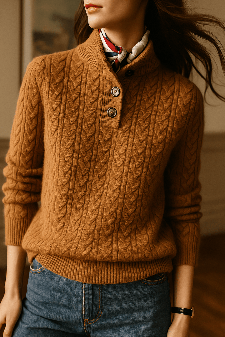 Carla | Cardigan Cable Knit con Bottoni
