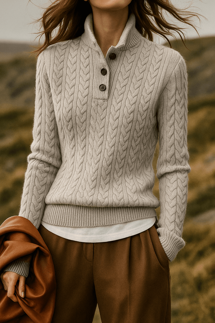 Carla | Cardigan Cable Knit con Bottoni