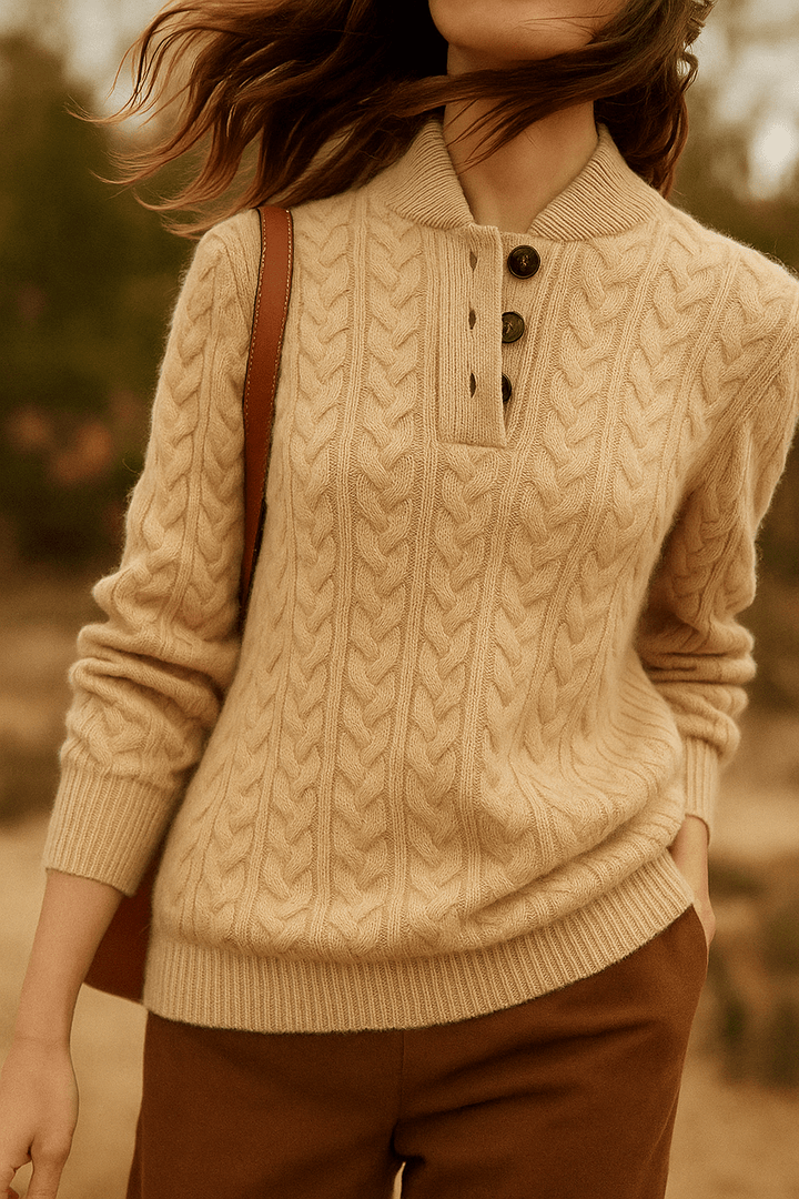 Carla | Cardigan Cable Knit con Bottoni