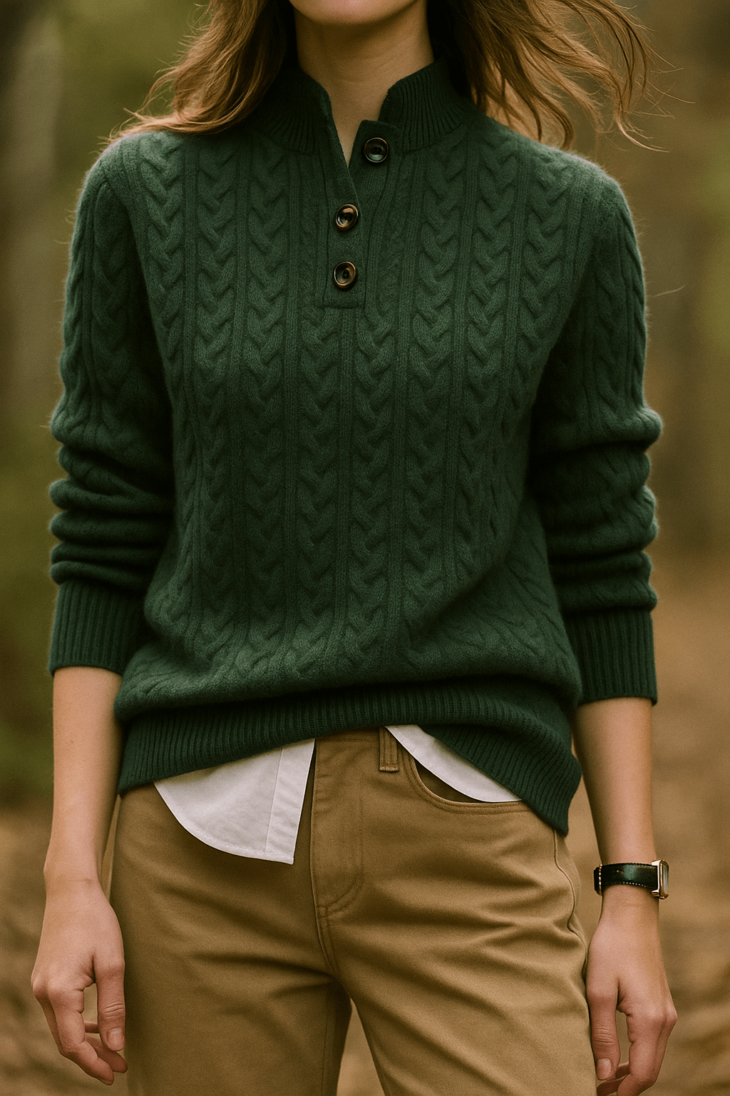 Carla | Cardigan Cable Knit con Bottoni