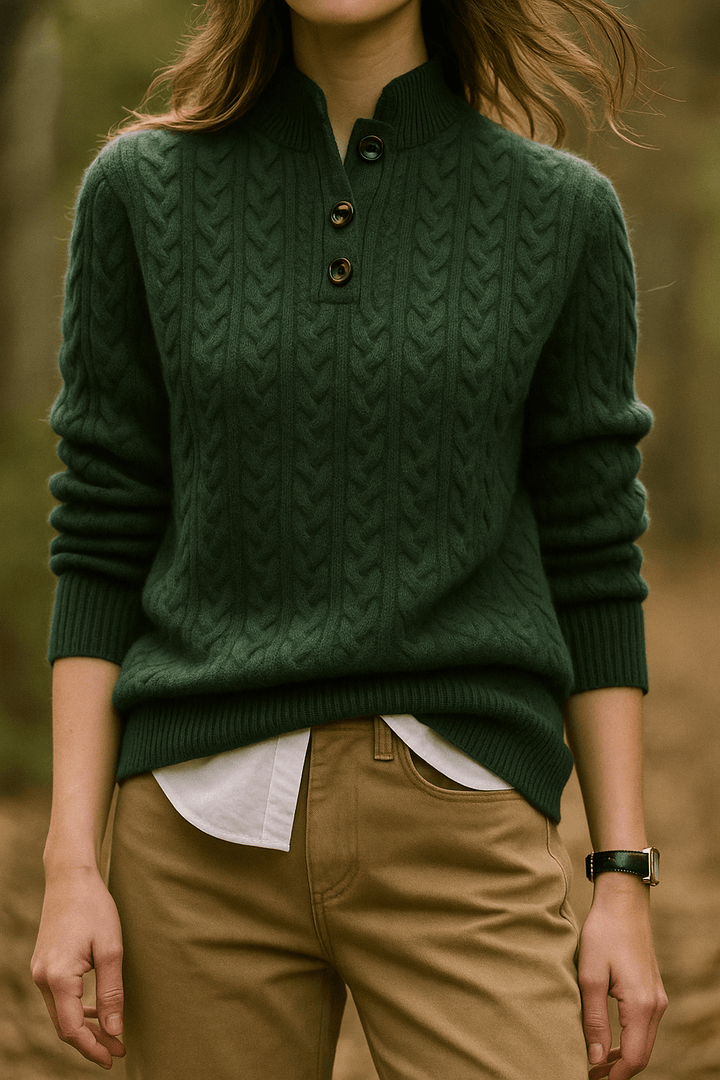 Carla | Cardigan Cable Knit con Bottoni