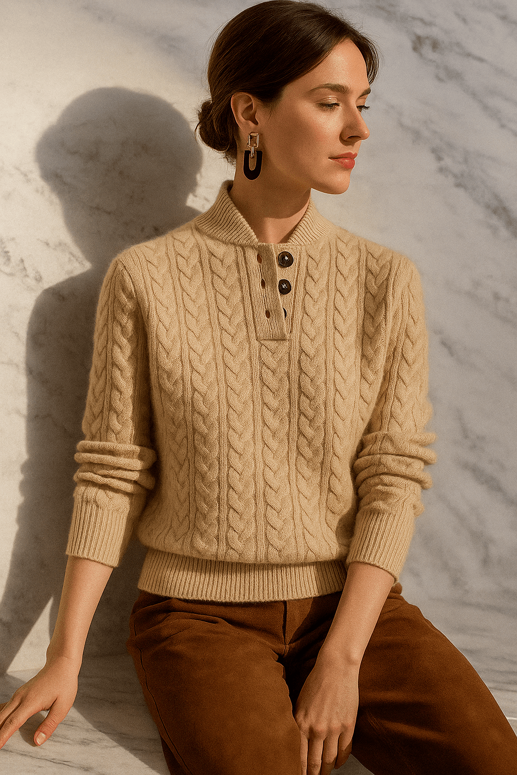Carla | Cardigan Cable Knit con Bottoni