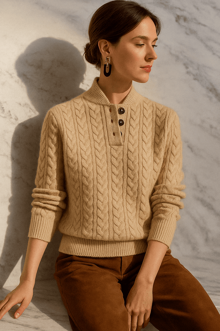 Carla | Cardigan Cable Knit con Bottoni