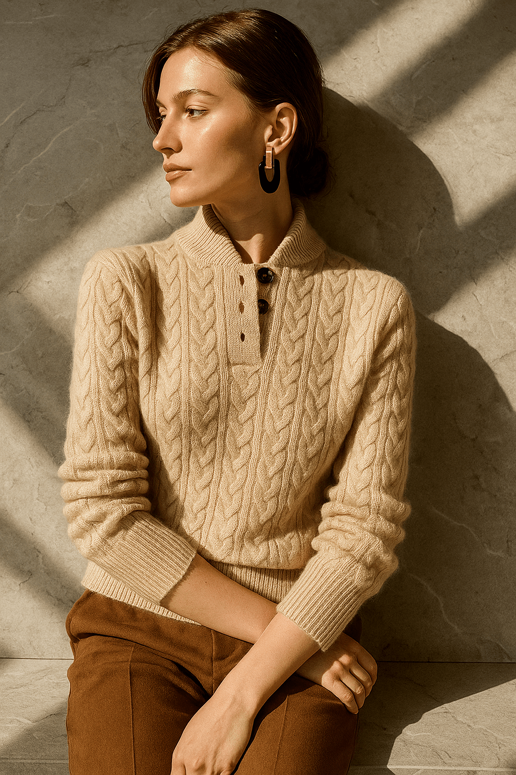Carla | Cardigan Cable Knit con Bottoni
