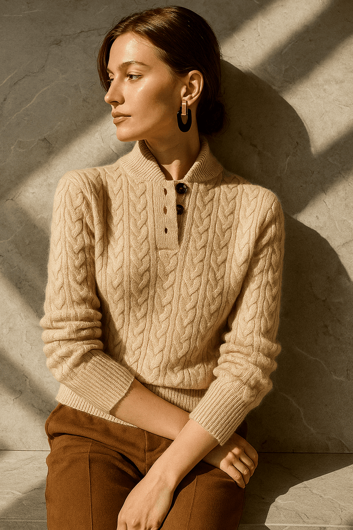 Carla | Cardigan Cable Knit con Bottoni