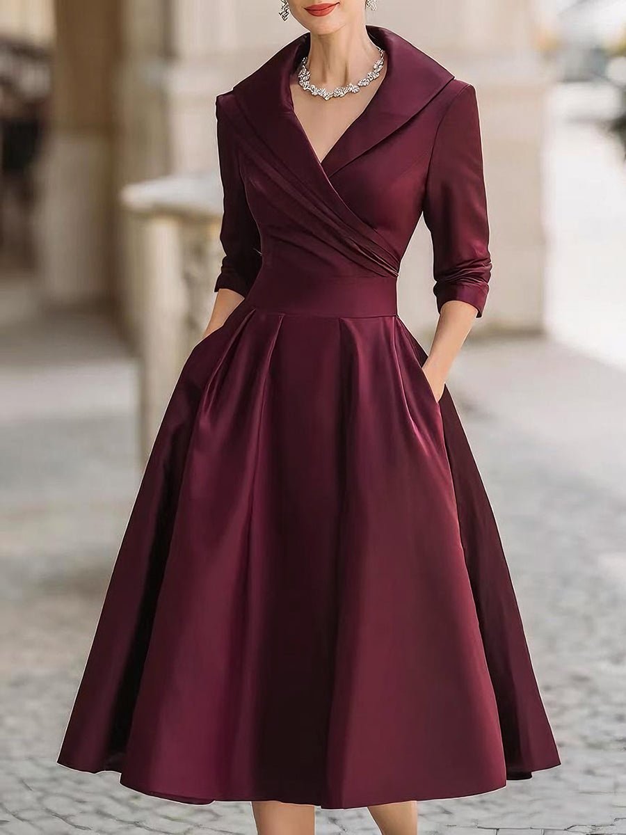 Lina – Elegant Satin Midi Dress