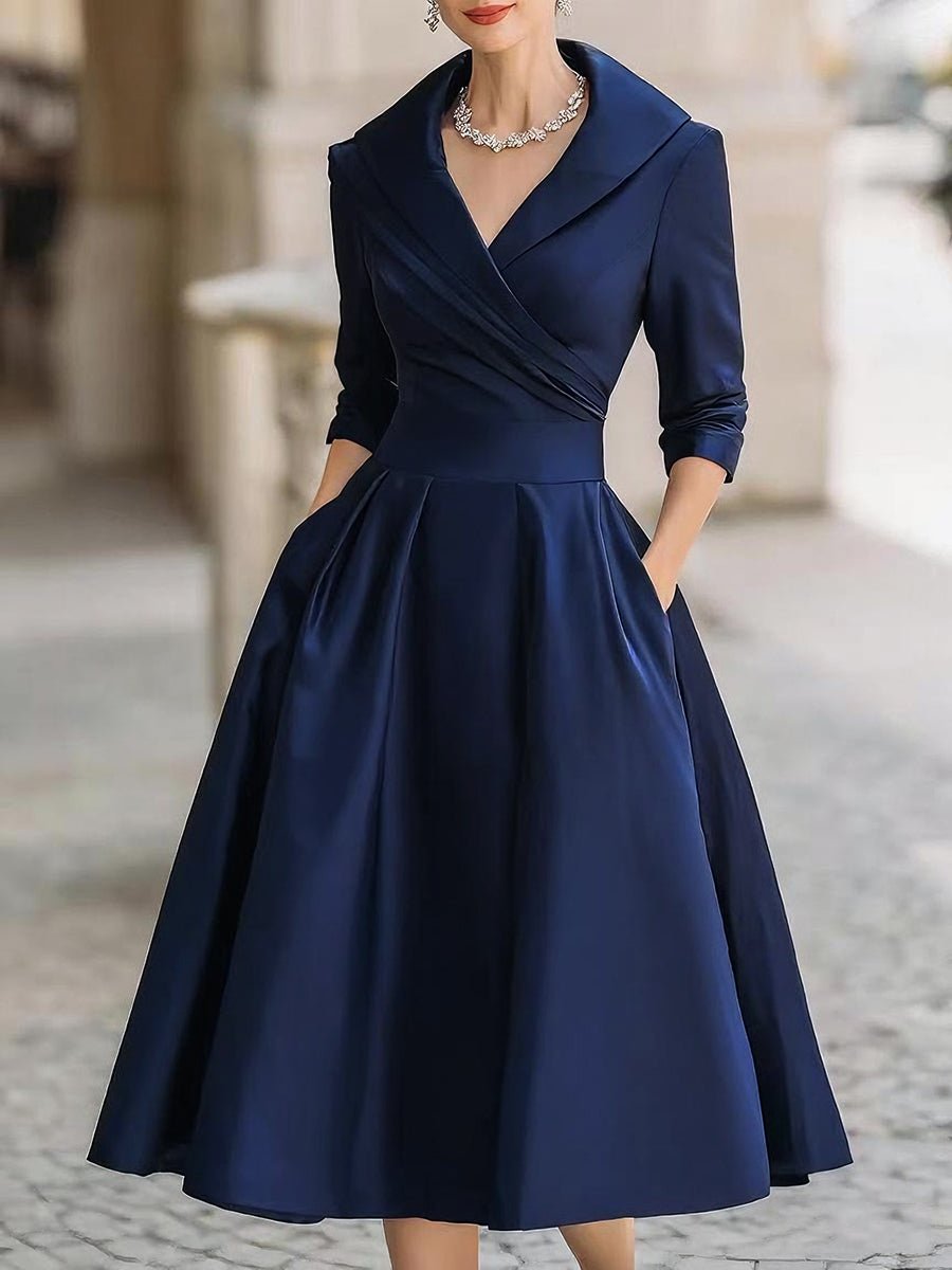 Lina – Elegant Satin Midi Dress