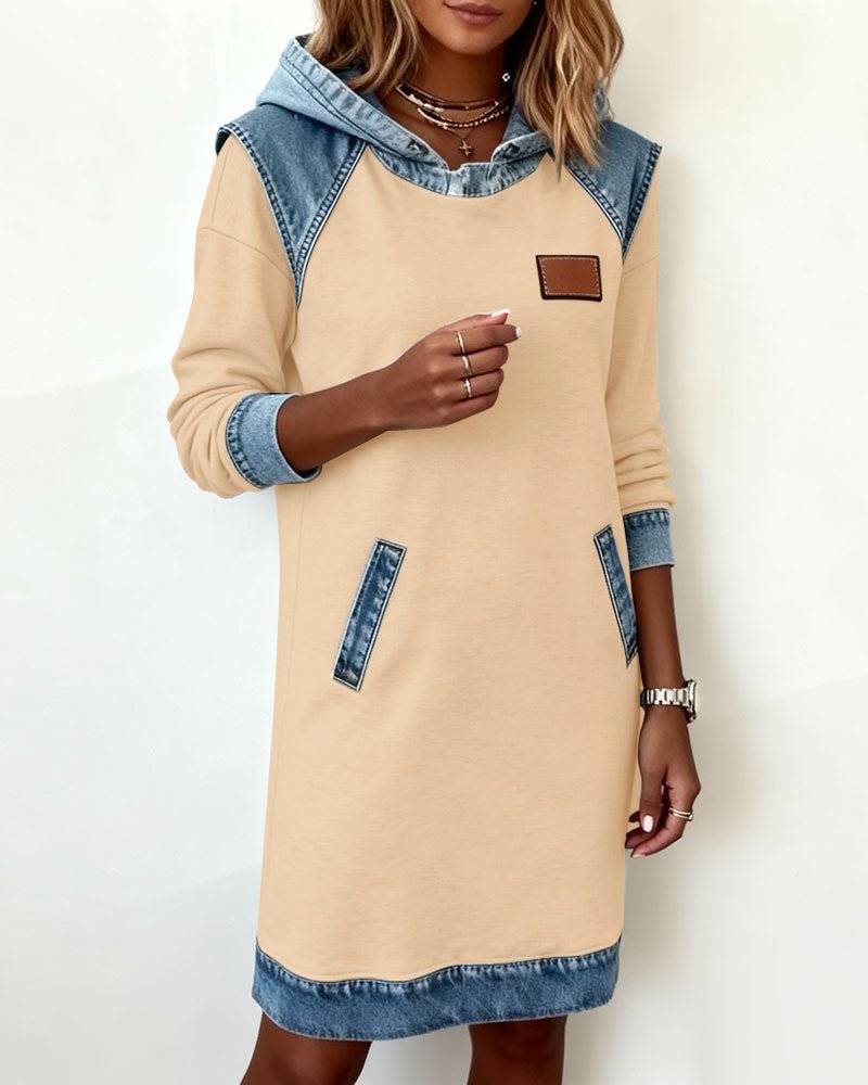 Giada | Casual Hoodie Dress with Denim Details