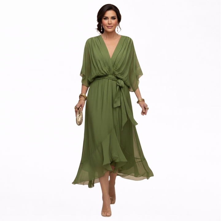 Monica | Abito in chiffon con scollo a V