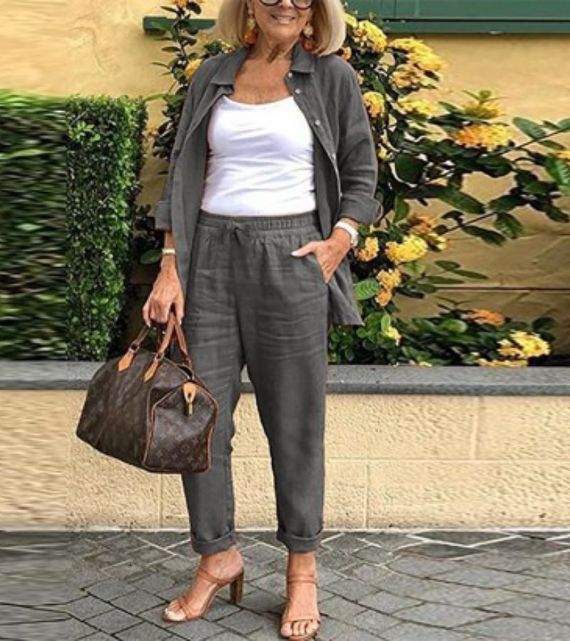 Martina | Linen and cotton shirt and trousers set