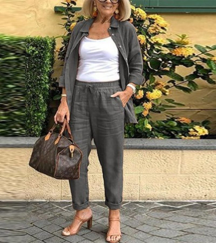 Martina | Linen and cotton shirt and trousers set