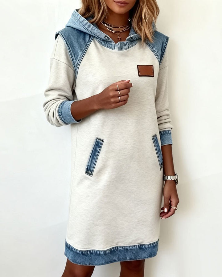 Giada | Casual Hoodie Dress with Denim Details