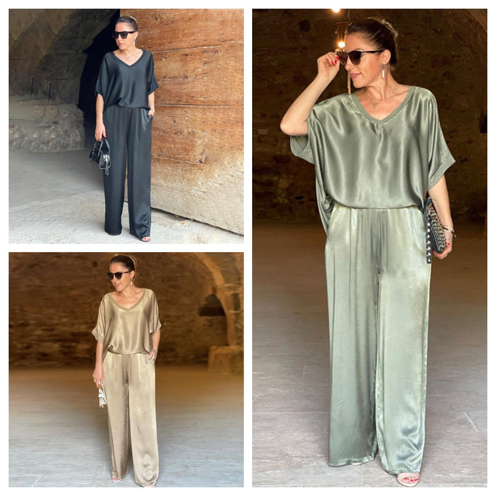 Pauline | Shiny satin suit