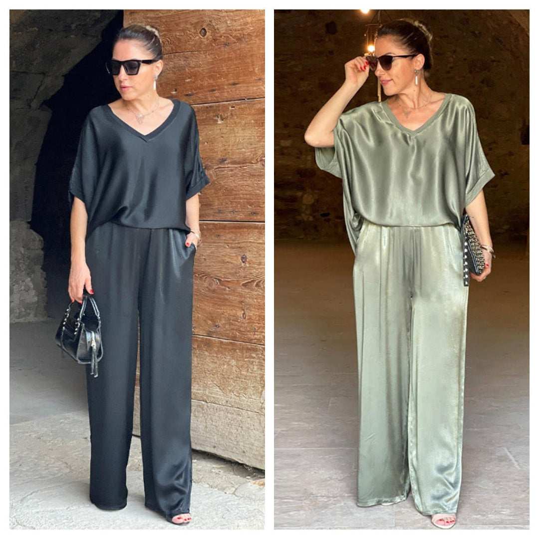 Pauline | Shiny satin suit