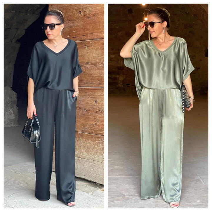 Pauline | Shiny satin suit