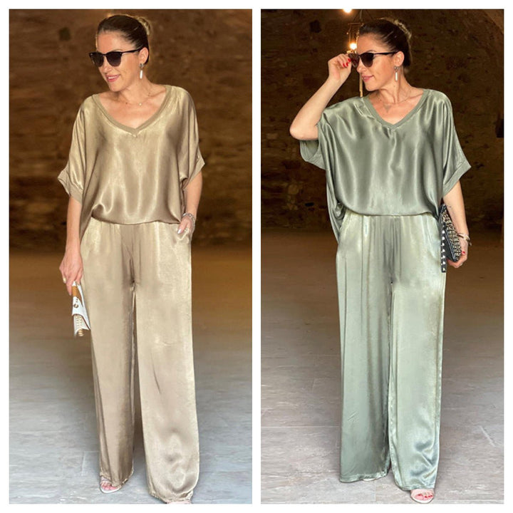 Pauline | Shiny satin suit