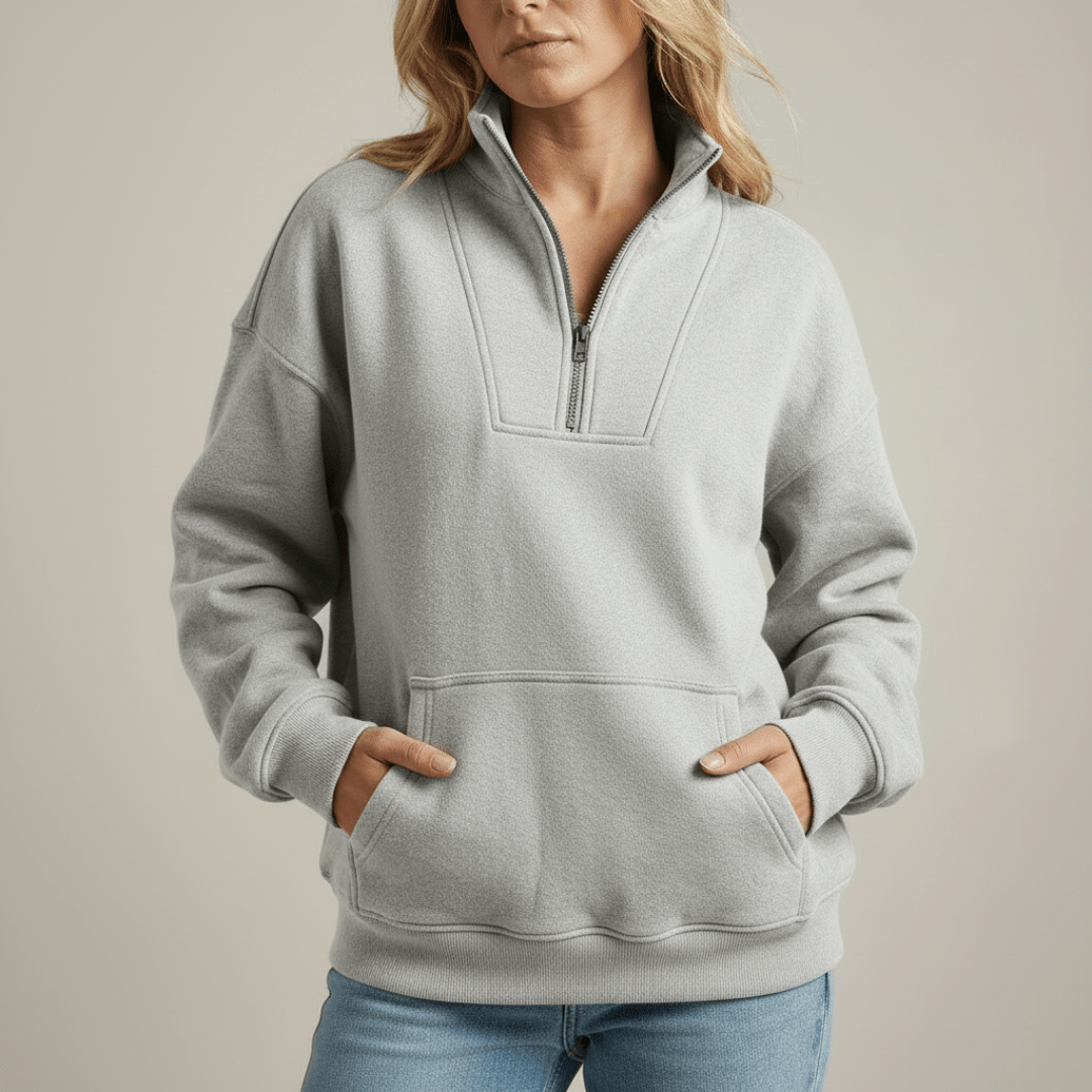 Marta | Felpa con mezza zip in pile morbido