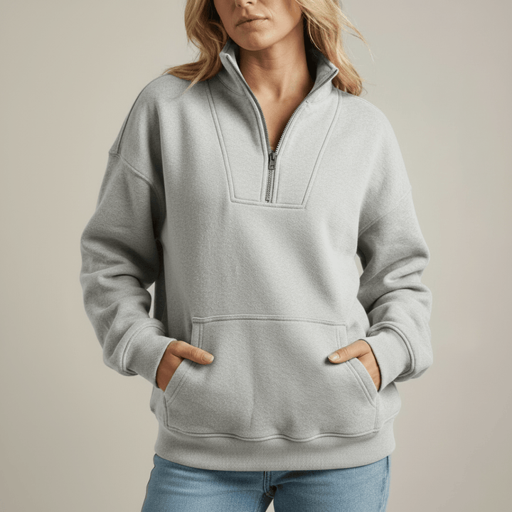 Marta | Felpa con mezza zip in pile morbido