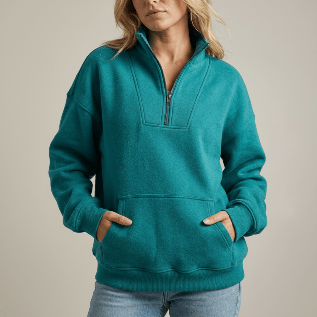 Marta | Felpa con mezza zip in pile morbido