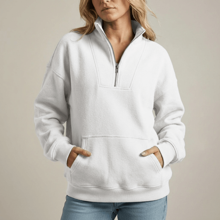 Marta | Felpa con mezza zip in pile morbido