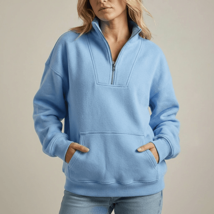 Marta | Felpa con mezza zip in pile morbido