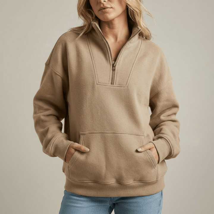 Marta | Felpa con mezza zip in pile morbido