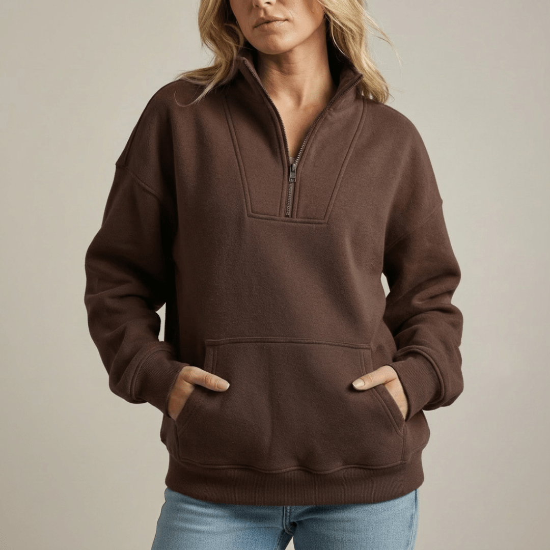 Marta | Felpa con mezza zip in pile morbido