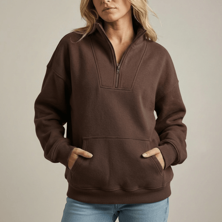 Marta | Felpa con mezza zip in pile morbido