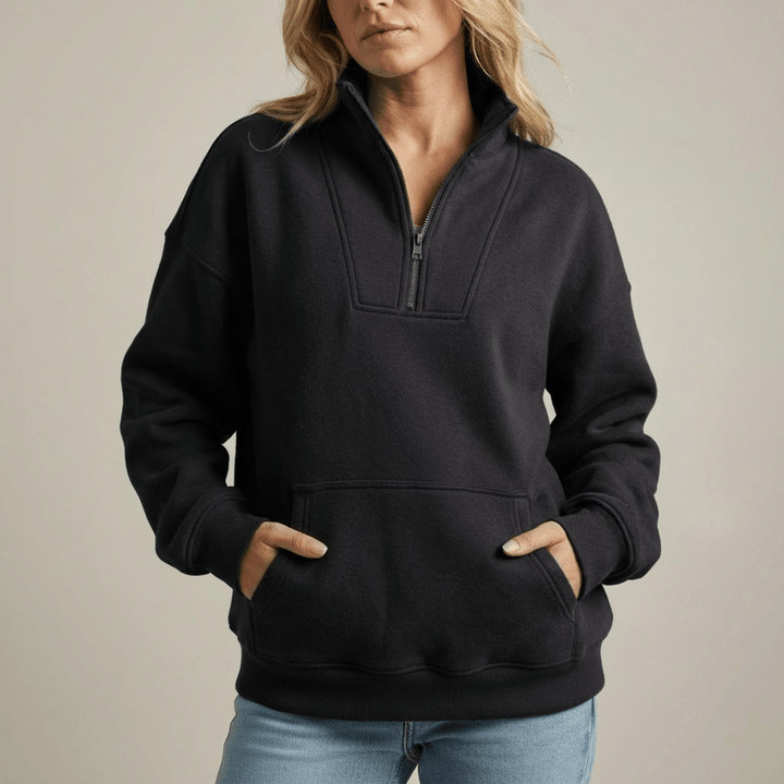 Marta | Felpa con mezza zip in pile morbido