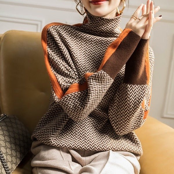Vera | Turtleneck Sweater with Contrast Stripes