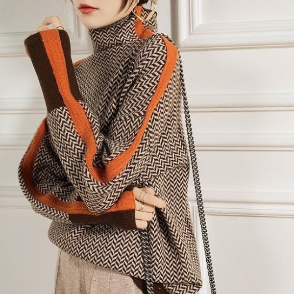Vera | Turtleneck Sweater with Contrast Stripes