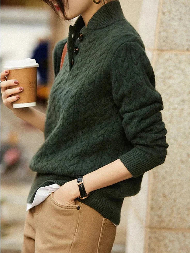 Carla | Cardigan Cable Knit con Bottoni
