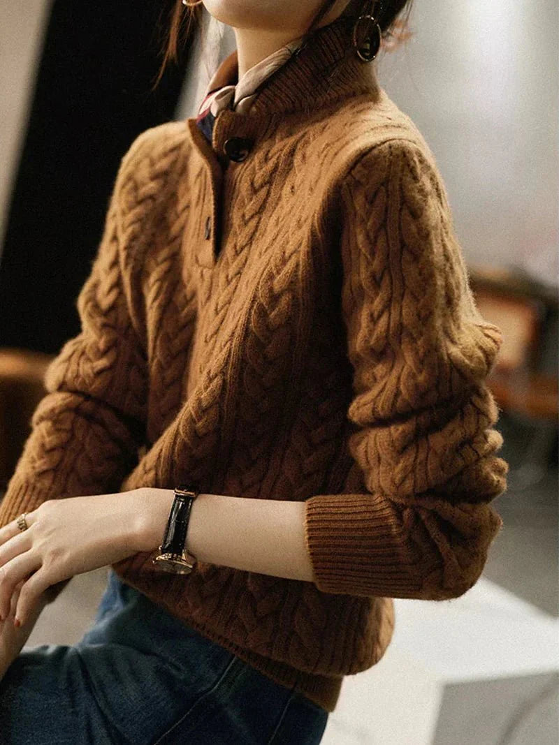 Carla | Cardigan Cable Knit con Bottoni