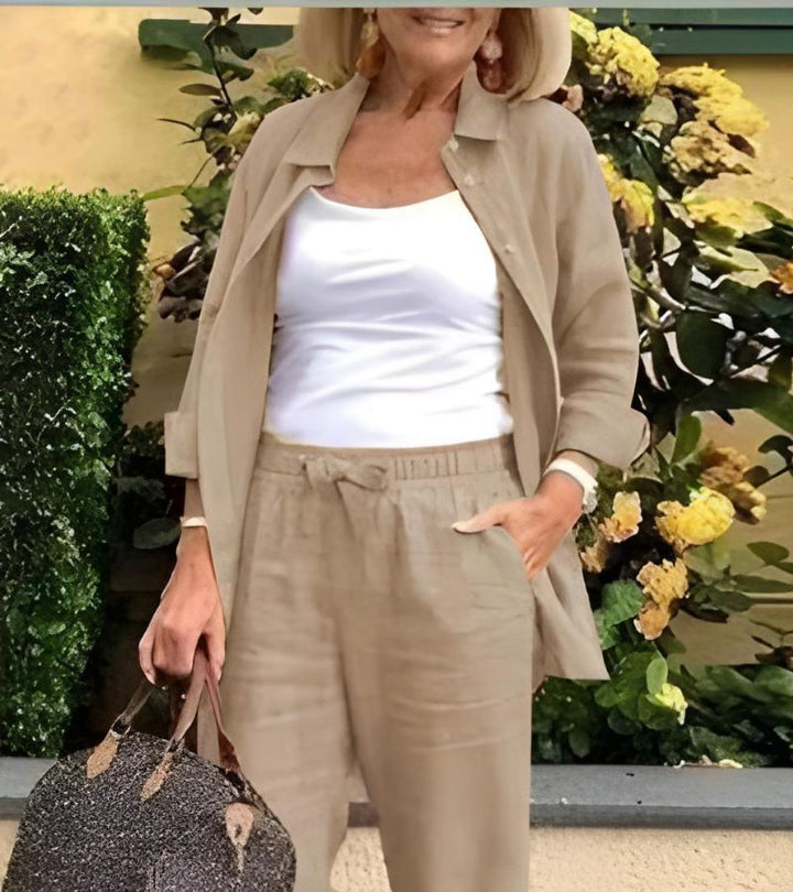 Martina | Linen and cotton shirt and trousers set