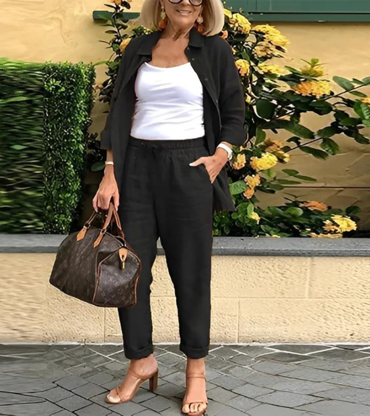 Martina | Linen and cotton shirt and trousers set