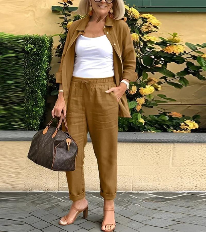 Martina | Linen and cotton shirt and trousers set