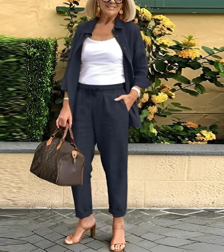 Martina | Linen and cotton shirt and trousers set