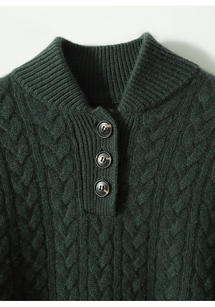 Carla | Cardigan Cable Knit con Bottoni