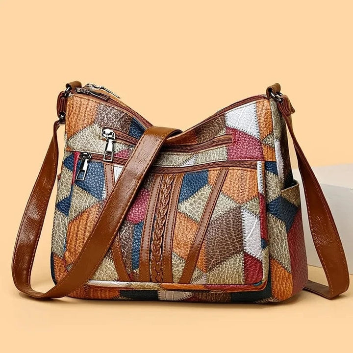 Solara | Leather Shoulder Bag with Mosaic Pattern