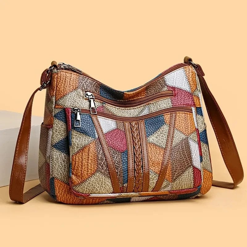 Solara | Leather Shoulder Bag with Mosaic Pattern