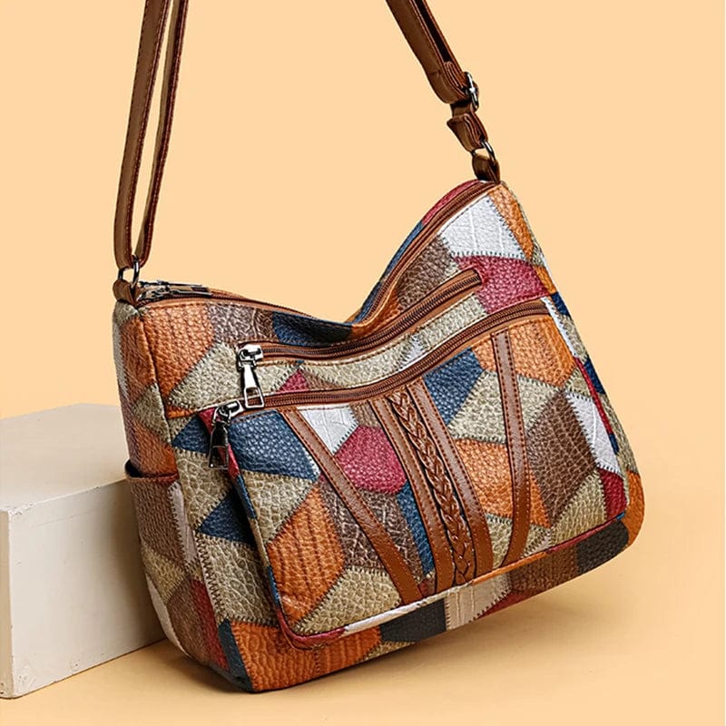 Solara | Leather Shoulder Bag with Mosaic Pattern
