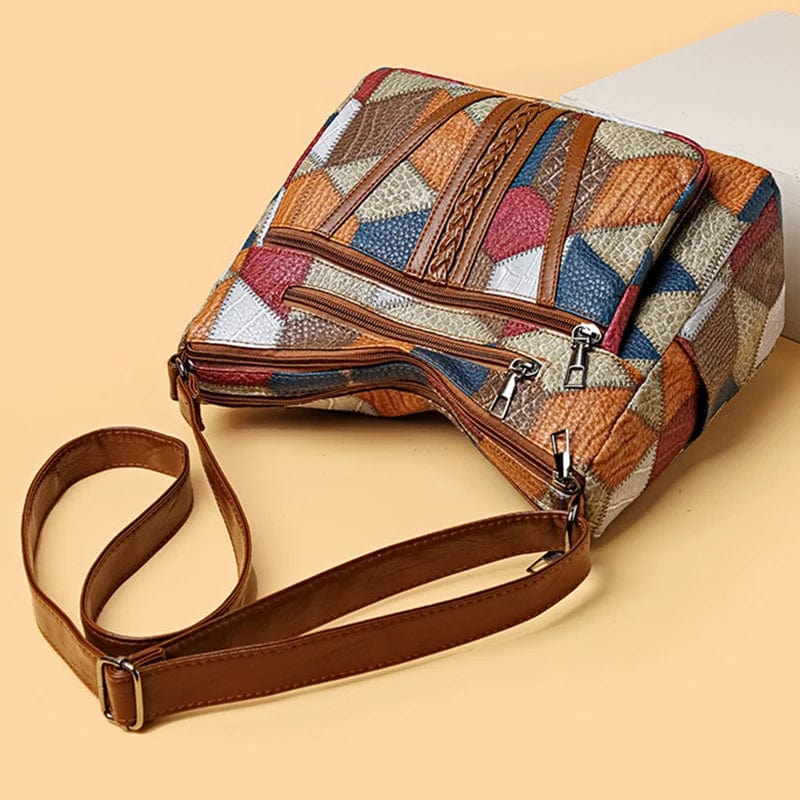 Solara | Leather Shoulder Bag with Mosaic Pattern