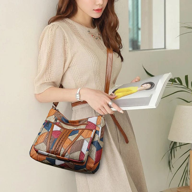 Solara | Leather Shoulder Bag with Mosaic Pattern