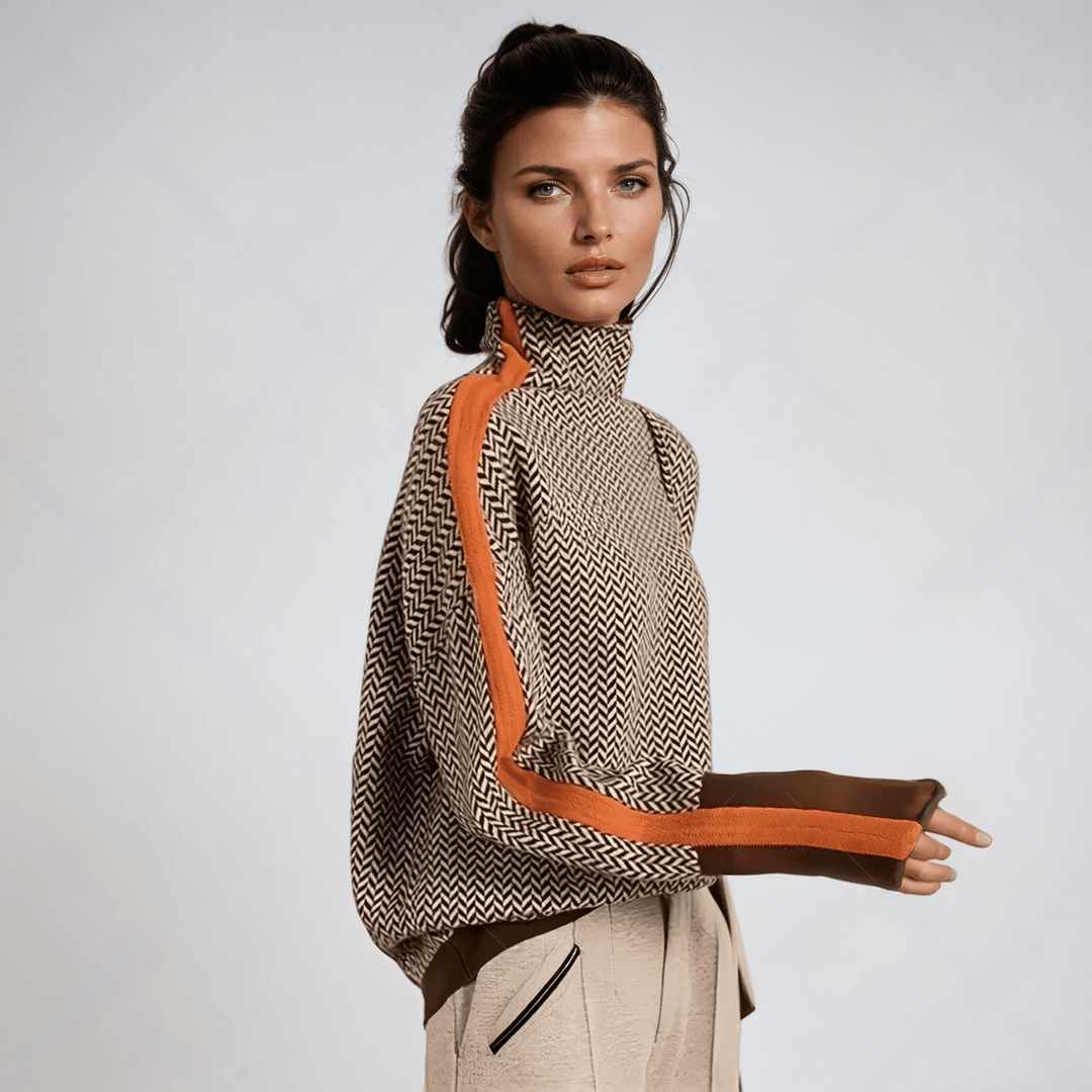 Vera | Turtleneck Sweater with Contrast Stripes