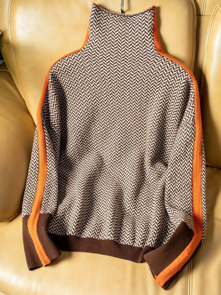 Vera | Turtleneck Sweater with Contrast Stripes